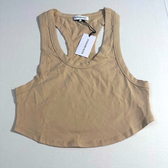 Weworewhat Cropped Scoop neck tank top Beige size L NWT - Picture 7 of 9